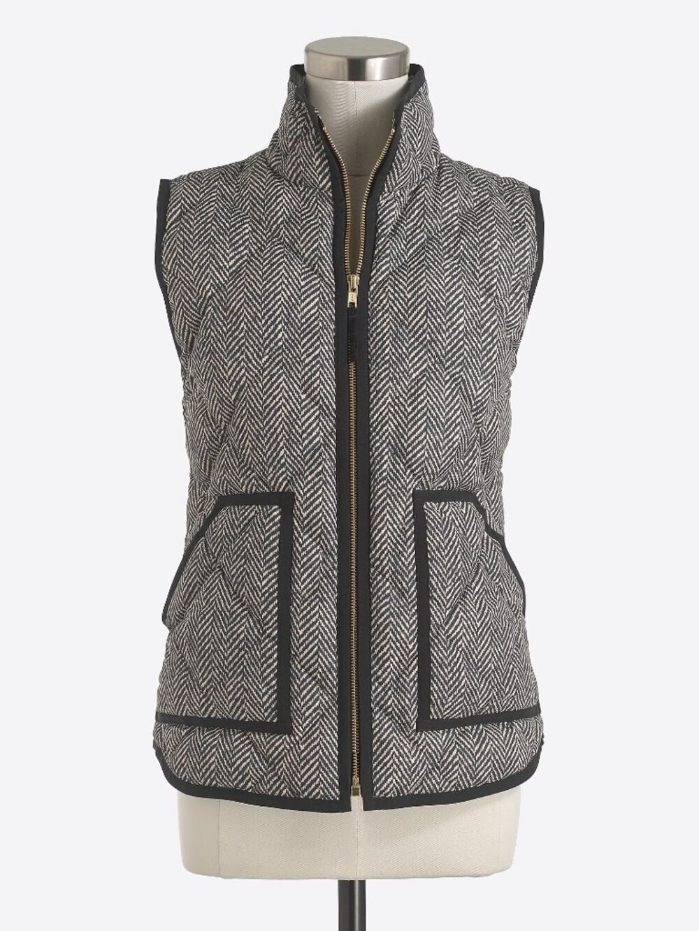 J CREW Printed Quilted Puffer Vest in Black Size S (can fit a M as well)